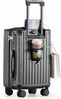 20 in Carry on Luggage with Cup Holder & USB Port, Airline Approved TSA Locked Luggage, Lightweight PC Material Travel Suitcase
